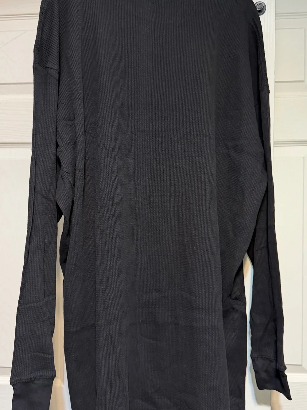 Men’sTall  Black Waffle Long-Sleeve Shirt
